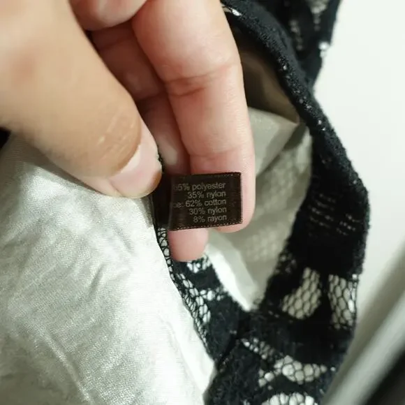 The limited Womens Sheath Dress Floral Lace Sleeveless Black White Size 10 - Picture 10 of 10